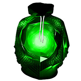 Men's Pullover Hoodie Sweatshirt Graphic 3D Hooded Daily 3D Print Basic Hoodies Sweatshirts  Long Sleeve Green