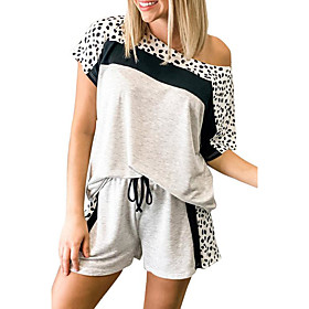 Women's Basic Polka Dot Two Piece Set T shirt Pant Print Tops