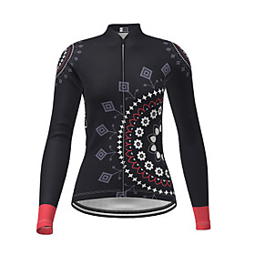 21Grams Women's Long Sleeve Cycling Jersey Polyester Black Novelty Floral Botanical Bike Jersey Top Mountain Bike MTB Road Bike Cycling Quick Dry Breathable Re