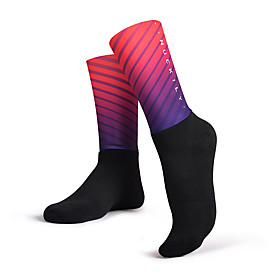 Compression Socks Athletic Sports Socks Cycling Socks Bike / Cycling Windproof Cycling Quick Dry 1 Pair Stripes Gradient Polyster Lycra Cotton Black and Blue B