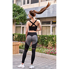 Women's Sporty Yoga Breathable Sports Daily Sweatpants Pants Multi Color Ankle-Length Mesh Black