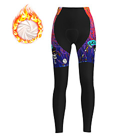 21Grams Women's Cycling Tights Cycling Pants Winter Fleece Polyester Bike Pants Tights Padded Shorts / Chamois Fleece Lining 3D Pad Warm Sports Sugar Skull Sku