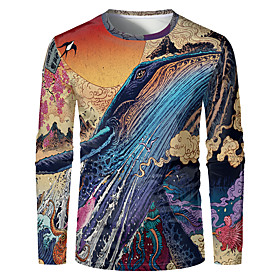 Men's T shirt 3D Print Graphic 3D Plus Size Print Long Sleeve Daily Tops Elegant Exaggerated Rainbow