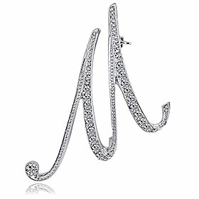 letter brooch pins initial rhinestone brooch for women crafts silvery m