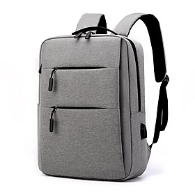 Unisex Oxford School Bag Rucksack Functional Backpack Large Capacity Waterproof Zipper Solid Color Sports  Outdoor Backpack Wine Black Blue Light Gray