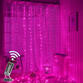 Window Curtain Lights 300 LED USB Powered Fairy String Lights with Remote IP65 Waterproof 8 Settings Twinkle Lights for Christmas Party Wedding Wall Decoration