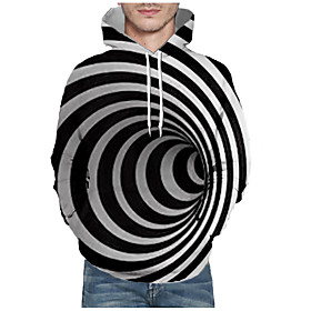 Men's Pullover Hoodie Sweatshirt Stripes Graphic Abstract Front Pocket Hooded Daily 3D Print 3D Print Casual Hoodies Sweatshirts  Long Sleeve Black