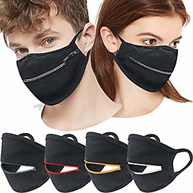 zipper mouth covering with comfortable ear loops, unisex adult protection easy to drink outdoor protective black coverings, reusable washable uv sunscreen summ