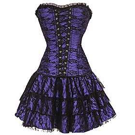Corset Women's Bustiers Corsets Nylon Polyester / Cotton Vintage Style Classic Fashion Lace Solid Color Shapewear Skirt / Pants Lace Up Christmas Halloween Eve