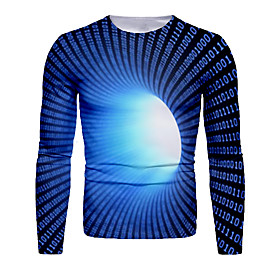 Men's T shirt 3D Print Graphic Abstract 3D Print Long Sleeve Daily Tops Black Blue Red