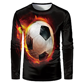 Men's Tunic T shirt 3D Print Graphic 3D Plus Size 3D Print Long Sleeve Athletic Tops Chic  Modern Exaggerated Round Neck Red