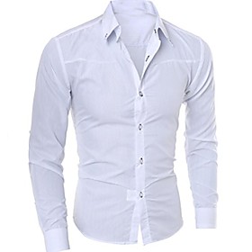 man fashion long sleeve plaid printed solid casual slim daily t-shirts tops white