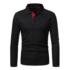 Men's Golf Shirt Tennis Shirt non-printing Color Block Long Sleeve Daily Tops Business Basic Black Dark Gray / Work
