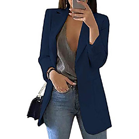 women's long sleeve solid color turn-down collar coat ladies business suit cardigan jacket suit blazer tops