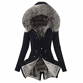 aihihe women's winter warm coats jackets parka faux fur collar hooded long jacket thicken parka outwear for cold weather black