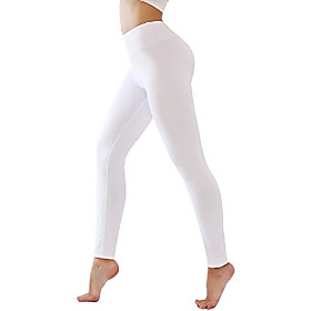 women's inner pocket non see-through leggings … (1037 white, m)