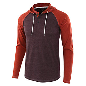 men's casual long sleeve raglan lightweight henley athletic henley jersey hoodie shirt, dark red, small