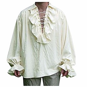 men's bandage long sleeve medieval shirt gothic blouse ruffle front pirate shirt