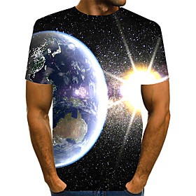 Men's T shirt Shirt 3D Print Graphic 3D Plus Size Print Short Sleeve Daily Tops Elegant Exaggerated Round Neck White Blue Purple