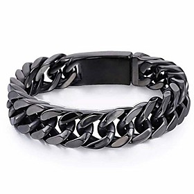 mens chain bracelet 316l stainless steel black punk double curb cuban rombo link 14mm fits 7inch wrist