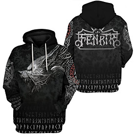 Inspiré par Viking Viking Costume de Cosplay Sweat à capuche Térylène Imprimé Imprimé Harajuku Art graphique Sweat à capuche Pour Homme / Femme