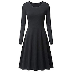 Women's A Line Dress Knee Length Dress Wine Black Coffee Long Sleeve Solid Color Spring, Fall, Winter, Summer Classic  Timeless 2021 S M L XL XXL