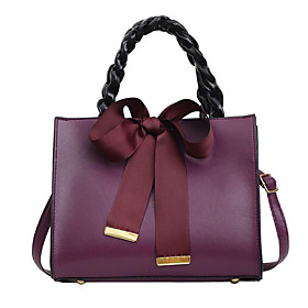 Women's Bags PU Leather Polyester Satchel Top Handle Bag Bow(s) Daily Office  Career Handbags Black Purple Red Khaki
