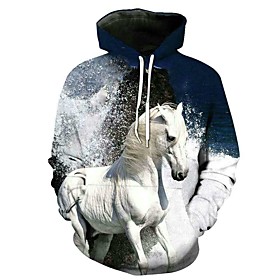 Inspiré par Animal Cheval Costume de Cosplay Sweat à capuche Tissu Pelouche 3D Imprimé Harajuku Art graphique Sweat à capuche Pour Femme / Homme