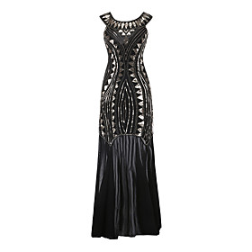 The Great Gatsby Charleston Retro Vintage 1920s Vacation Dress Flapper Dress Ball Gown Prom Dress Women's Sequin Costume Black Vintage Cosplay Party Homecoming