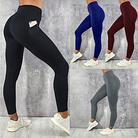 Women's Running Tights Leggings Compression Pants Street Tights Leggings Bottoms with Phone Pocket Winter Fitness Gym Workout Running Jogging Training Breathab