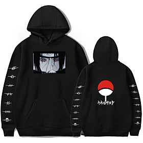 Inspiré par Naruto Cosplay Akatsuki Uchiha Itachi Sweat à capuche Anime Mélangé polyester / coton Imprimer Imprimé Harajuku Art graphique Sweat à capuche Pour