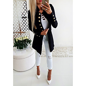Women Elegant Long Sleeve Blazer Fashion Solid Color Slim Fit OL Button Blazer Casual Office Business Work Jacket Long Coat Outerwear Tops