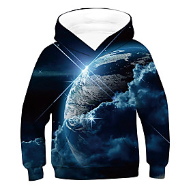 Sweat à capuche et Sweat Garçon Enfants Manches Longues Espace Impression 3D Galaxie la terre Planète Bleu Enfants Hauts Actif basique Le Jour des enfants 2-12