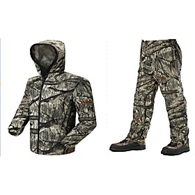 Men's Unisex Hunting Jacket with Pants Outdoor Spring Summer Windproof Breathable Quick Dry Wear Resistance Clothing Suit Camo / Camouflage Polyester Camping /