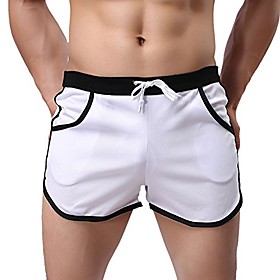 men's fitted pockets running bodybuilding workout gym active short shorts (us m = asian tag xl, white)
