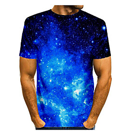 Men's T shirt Shirt 3D Print Graphic 3D Print Short Sleeve Daily Tops Round Neck Blue