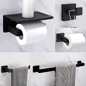 Bathroom Accessory Set Stainless Steel Include Towel Bar/Robe Hook/Toilet Paper Holder/Bathroom Tower Rack Matte Black 1or3or4pcs