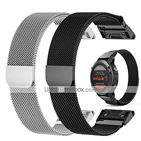 Smart Watch Band for Garmin 1 pcs Milanese Loop Stainless Steel Replacement  Wrist Strap for Approach S60 Fenix 5x Fenix 5 Fenix 5 Plus Fenix 3 HR 22mm 26mm