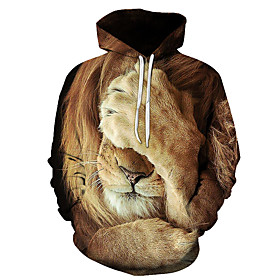 Homme Sweat-shirt à capuche Graphique Lion Capuche du quotidien Fin de semaine 3D effet Décontractée Pulls Capuche Pulls molletonnés Manches Longues 1# 2# Arc-