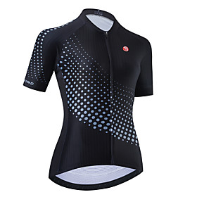 21Grams Women's Short Sleeve Cycling Jersey Black Polka Dot Bike Jersey Top Mountain Bike MTB Road Bike Cycling Breathable Quick Dry Sports Clothing Apparel /