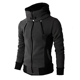 Men's Zip Up Hoodie Sweatshirt Color Block Hooded Daily 3D Print Work Casual Hoodies Sweatshirts  Long Sleeve Light gray Dark Gray Beige