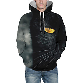 Men's Pullover Hoodie Sweatshirt Animal Patterned Graphic 3D Front Pocket Hooded Daily 3D Print 3D Print Hoodies Sweatshirts  Long Sleeve Black