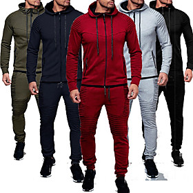 Men's 2 Piece Full Zip Tracksuit Sweatsuit Street Athleisure 2pcs Winter Long Sleeve Thermal Warm Breathable Soft Fitness Gym Workout Running Jogging Training
