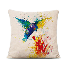 Cushion Cover 1PC Faux Linen Soft Decorative Square Throw Pillow Cover Cushion Case Pillowcase for Sofa Bedroom Superior Quality Mashine Washable Birds Pattern