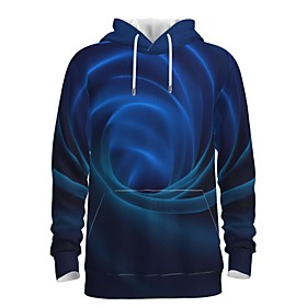 Men's Pullover Hoodie Sweatshirt Graphic Abstract 3D Front Pocket Hooded Daily 3D Print 3D Print Casual Hoodies Sweatshirts  Long Sleeve Blue