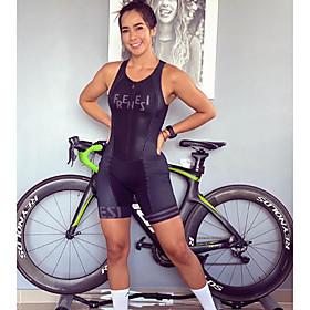 Women's Sleeveless Cycling Jersey with Shorts Triathlon Tri Suit Summer Polyester Black Bike Clothing Suit Quick Dry Back Pocket Sweat wicking Sports Patterned