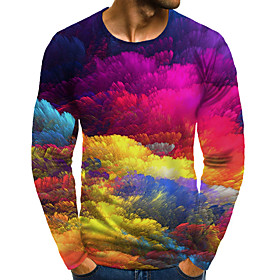 Men's T shirt 3D Print Graphic 3D Plus Size Print Long Sleeve Daily Tops Rainbow