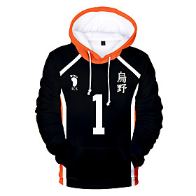 Inspiré par Haikyuu Cosplay Costume de Cosplay Sweat à capuche Térylène Bloc de Couleur Imprimé Harajuku Art graphique Sweat à capuche Pour Femme / Homme