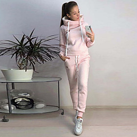 Women's Pullover Hoodie Sweatshirt Solid Color 2 Piece Daily Casual Cute Hoodies Sweatshirts  Cotton Loose Blue Blushing Pink Light gray