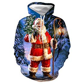 Inspiré par Noël père Noël Sapins de Noël Sweat à capuche Anime Mélangé polyester / coton 3D Imprimé Harajuku Art graphique Sweat à capuche Pour Femme / Homme